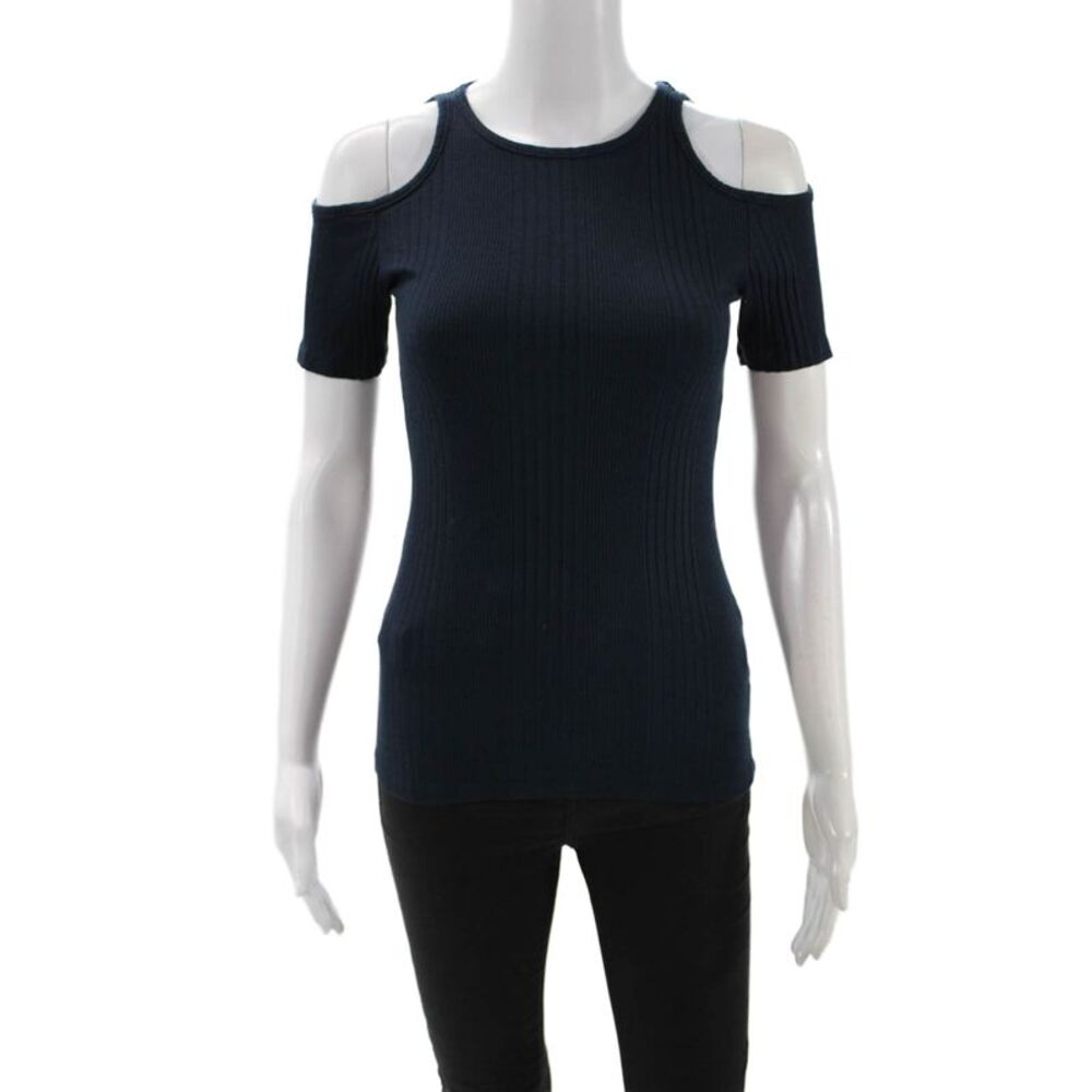 Frame Shirt Women Dark Blue Cotton Crew Neck Short Sleeve T-Shirt Size S